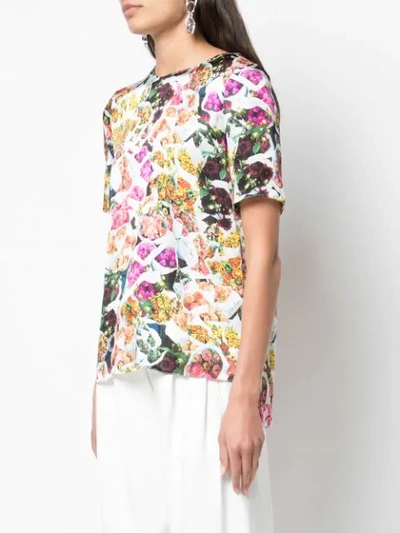 Shop Adam Lippes Floral Patterned Chiffon T-shirt - Multicolour