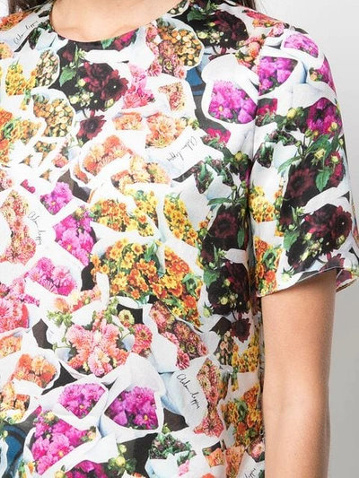 Shop Adam Lippes Floral Patterned Chiffon T-shirt - Multicolour