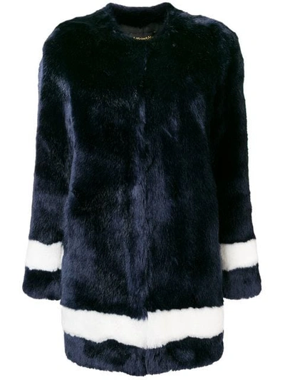 Shop La Seine & Moi Petra Faux Fur Coat In Blue