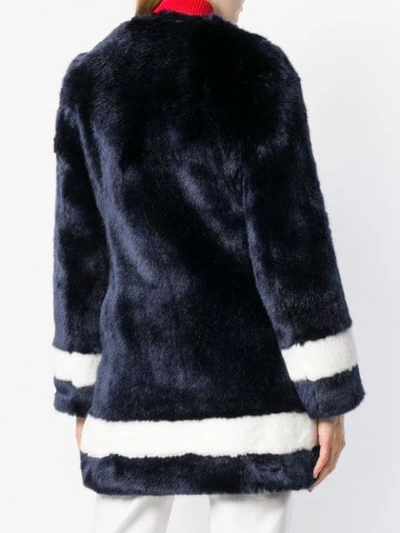 Shop La Seine & Moi Petra Faux Fur Coat In Blue