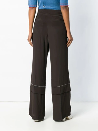 Shop Marni Flared Long Trousers In Brown
