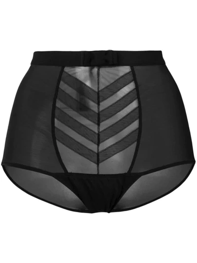 Shop Chantal Thomass Sheer Embroidered Briefs In Black