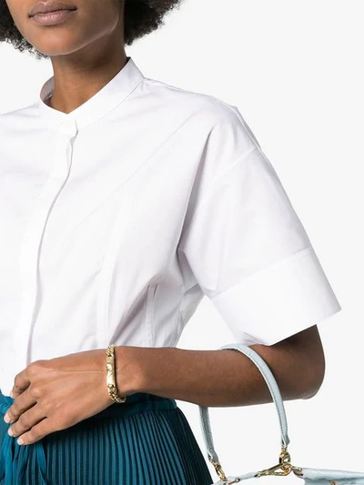 Shop Jil Sander Grandad Collar Fitted Shirt In White