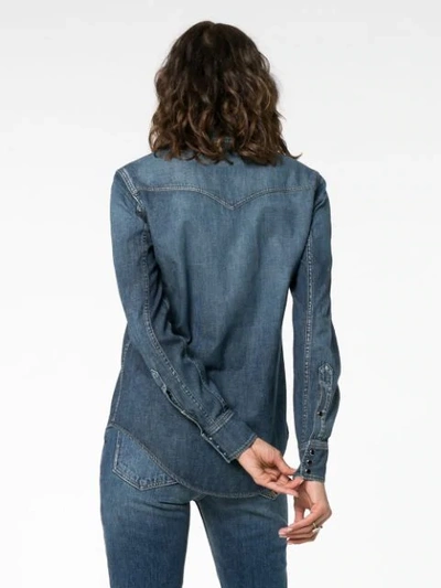 Shop Saint Laurent Washed Denim Shirt In Blue