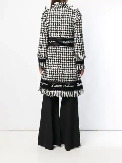 Shop Dolce & Gabbana Houndstooth Embroidered Coat In Black