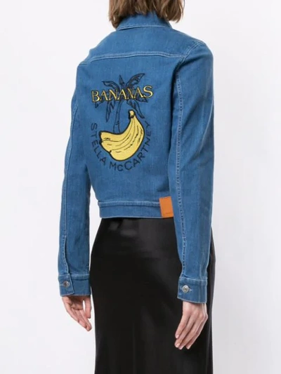 Shop Stella Mccartney Banana Patch Denim Jacket In 4130 - Zaffiro