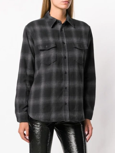 Shop Saint Laurent Checked Button Shirt In Grey