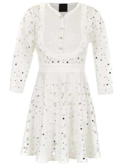 Shop Andrea Bogosian Apliqué Knitted Dress In White