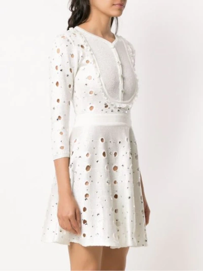 Shop Andrea Bogosian Apliqué Knitted Dress In White