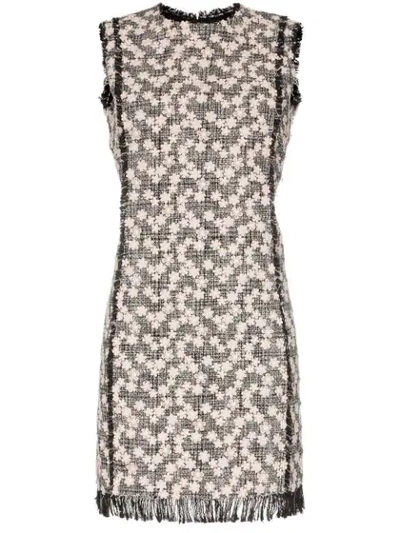 Shop Giambattista Valli Tweed Floral Shift Mini Dress In Black