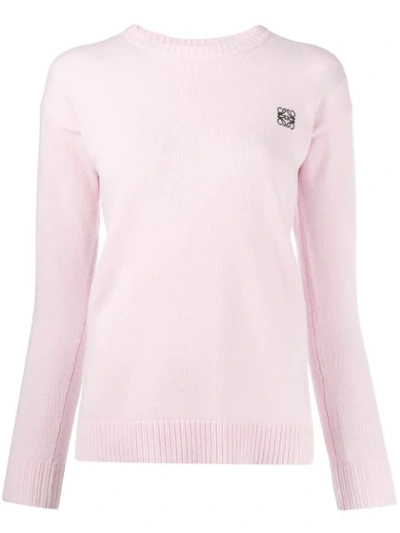 Shop Loewe Long Sleeved Knit Top In Pink