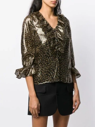 Shop Alice And Olivia Frilled Blouse In Metallic