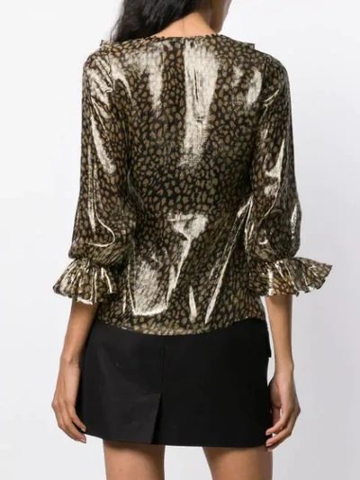Shop Alice And Olivia Frilled Blouse In Metallic