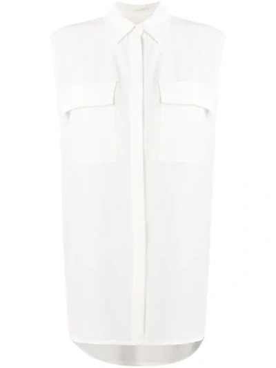 Shop Christian Wijnants Sleeveless Longline Shirt In White