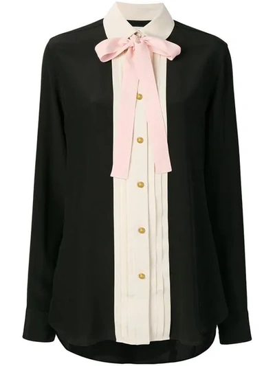 Shop Gucci Silk Necktie Shirt In Black