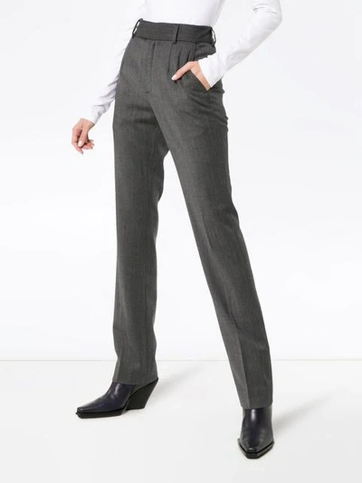 Shop Matthew Adams Dolan High-waisted Slim Trousers In Grey