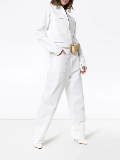 A_PLAN_APPLICATION RELAXED FIT FOUR POCKET COTTON JUMPSUIT - 白色