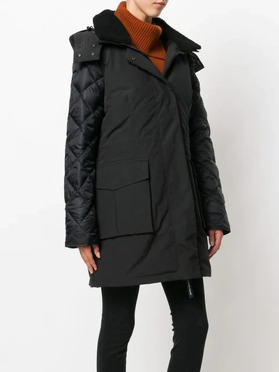 Shop Canada Goose Shearling Lined Hooded Coat In Black