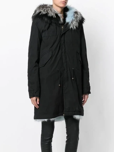 Shop Mr & Mrs Italy Fur Lined Mid Parka In Black