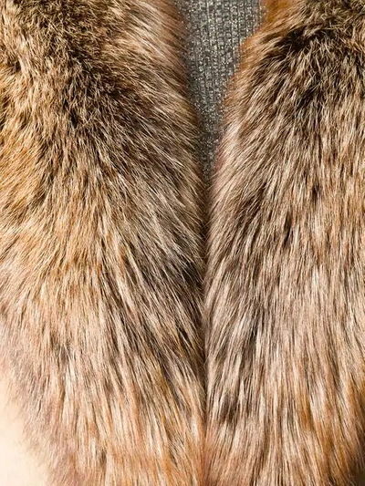 Shop Desa 1972 Racoon Fur Trimmed Coat In Neutrals