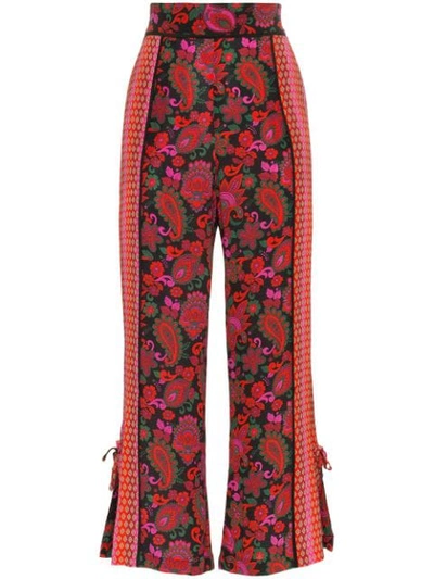 Shop A Peace Treaty Printed Silk Trousers - Red