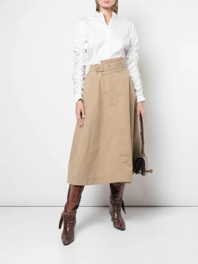 Shop 3.1 Phillip Lim / フィリップ リム 3.1 Phillip Lim A-line Poplin Skirt - Brown