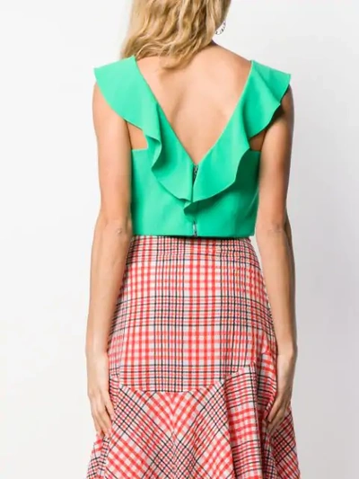 Shop Alice And Olivia Ruffled Neck Vest Blouse In Green