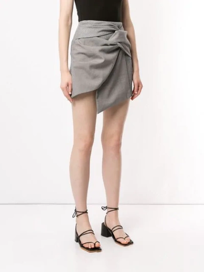 Shop Acler Houndstooth Asymmetric Mini Skirt In Grey