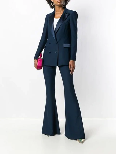Shop Hebe Studio Flared Tailored Trousers In Blue
