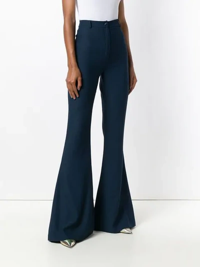 Shop Hebe Studio Flared Tailored Trousers In Blue