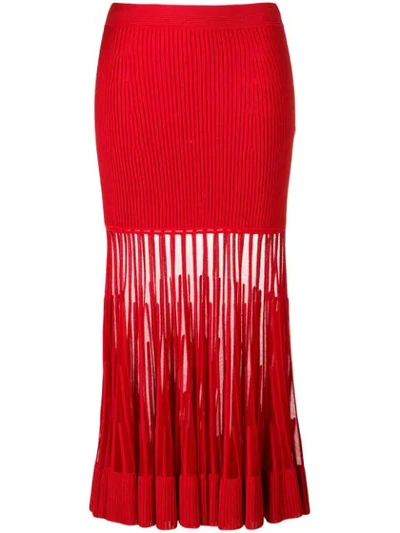 Shop Alexander Mcqueen Fitted Flared Skirt In Red