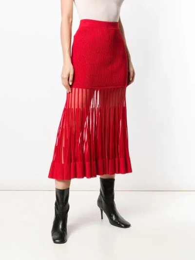 Shop Alexander Mcqueen Fitted Flared Skirt In Red