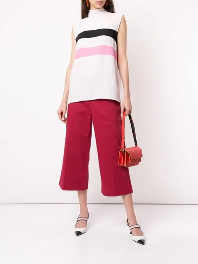 Shop Marni Cropped Wide Leg Trousers In Red