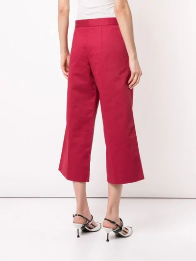 Shop Marni Cropped Wide Leg Trousers In Red