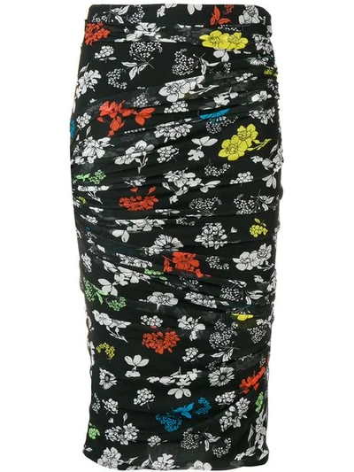 Shop Versace Draped Floral Print Pencil Skirt - Black