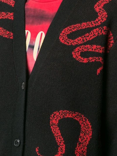 Shop Amiri Snake Knit Cardigan In Blk Red