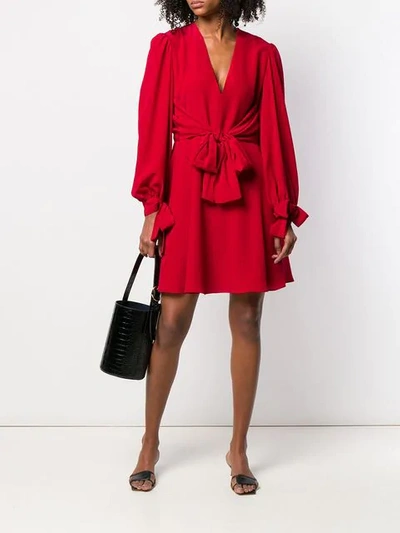 Shop Stella Mccartney Tie Waist Dress In Red