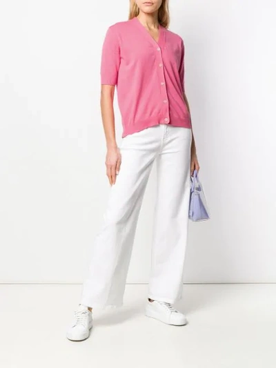 Shop Aspesi Short Sleeve Cardigan In Pink