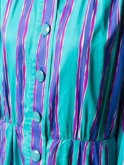 Pre-owned Saint Laurent 1980's Striped Shirt Dress In Blue