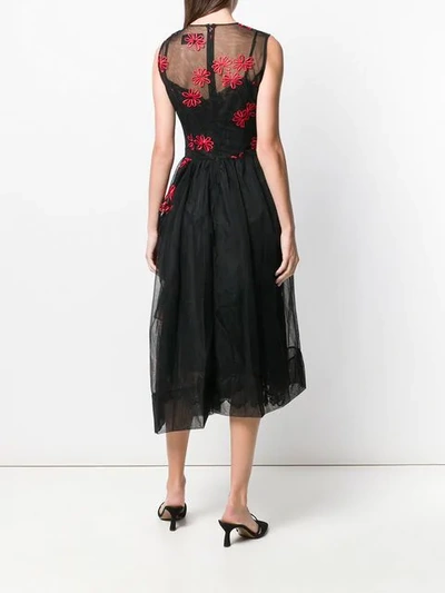 Shop Simone Rocha Floral Embroidered Dress In Black