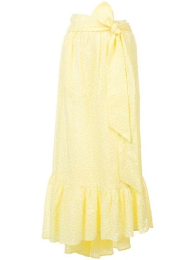 Shop Lisa Marie Fernandez Nicole Eyelet Midi Skirt - Yellow