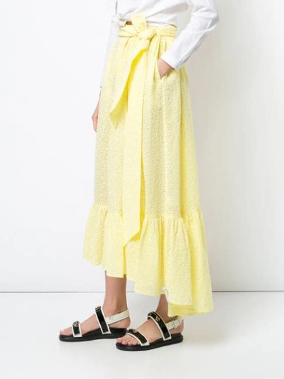 Shop Lisa Marie Fernandez Nicole Eyelet Midi Skirt - Yellow