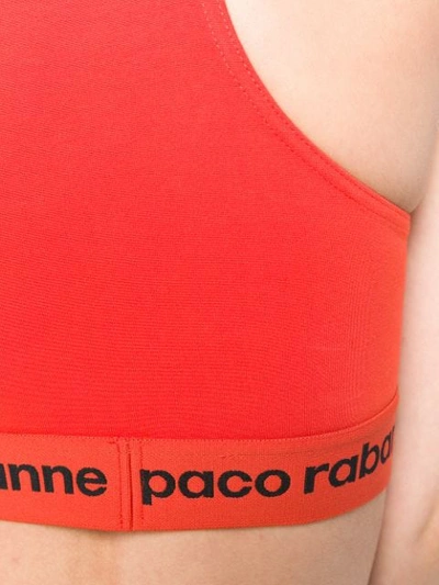 Shop Paco Rabanne Logo Embroidered Sports Top - Yellow