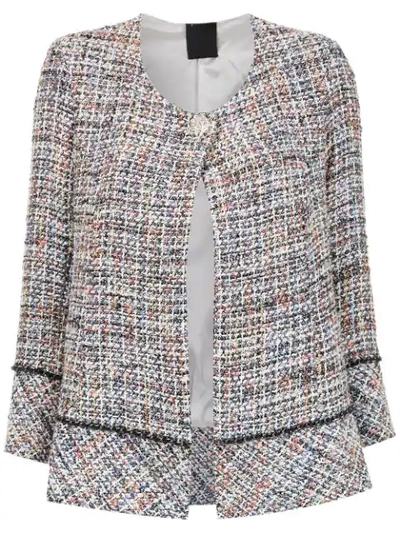 Shop Andrea Bogosian Chain Detail Tweed Jacket In Grey