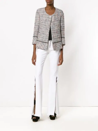 Shop Andrea Bogosian Chain Detail Tweed Jacket In Grey