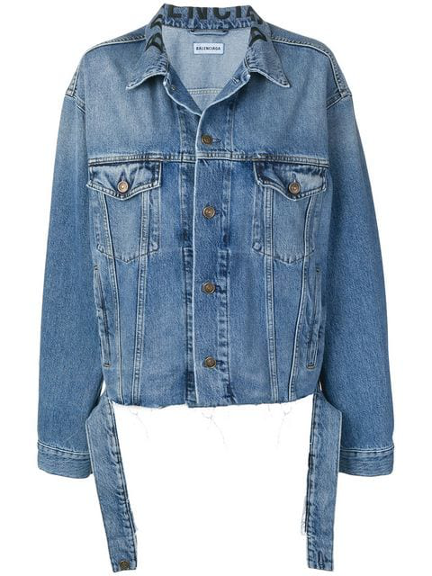 balenciaga blue denim logo jacket