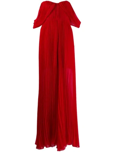 Shop Self-portrait Pleated Jumpsuit In Red