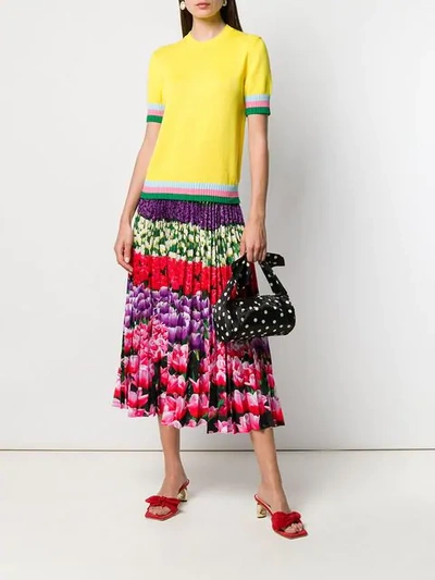 Shop Mary Katrantzou Contrast Knit Top In Yellow