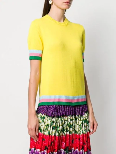 Shop Mary Katrantzou Contrast Knit Top In Yellow