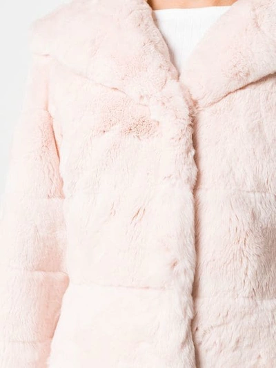 Shop Liska Hooded Midi Fur Coat In Pink